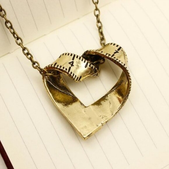 Heart Shaped Measuring Tape Pendant Necklace - Picture 2 of 6